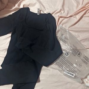 black ribbed bodysuit